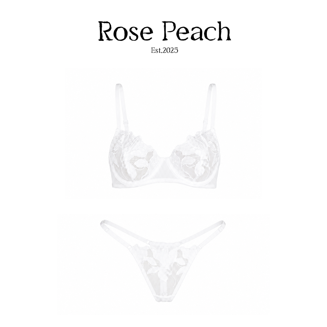 Ivory Leaf Embroidered Lingerie Set