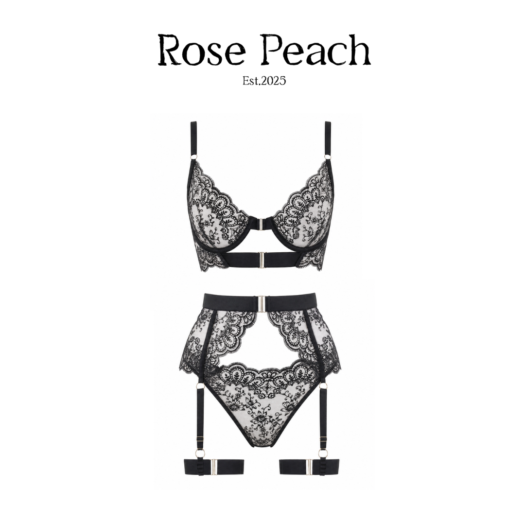 Noir Lace Harness Lingerie Set