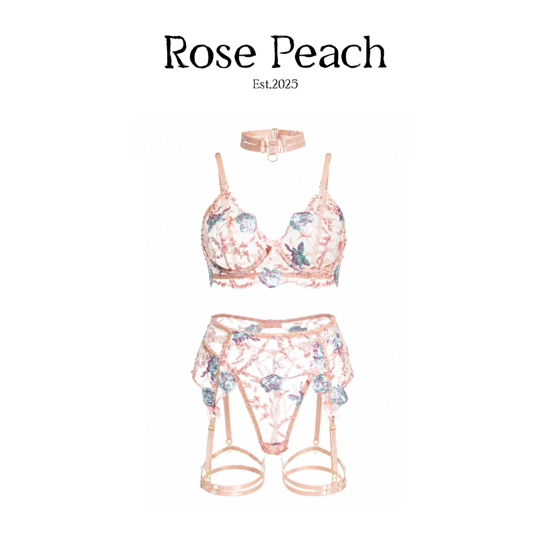 Rose Mist Embroidered Lingerie Set