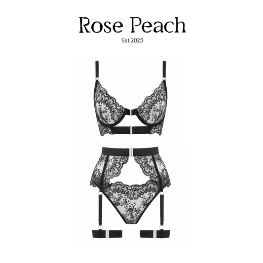 Noir Lace Harness Lingerie Set
