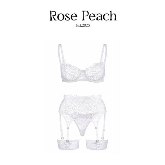 White Blossom Embroidered Lingerie Set